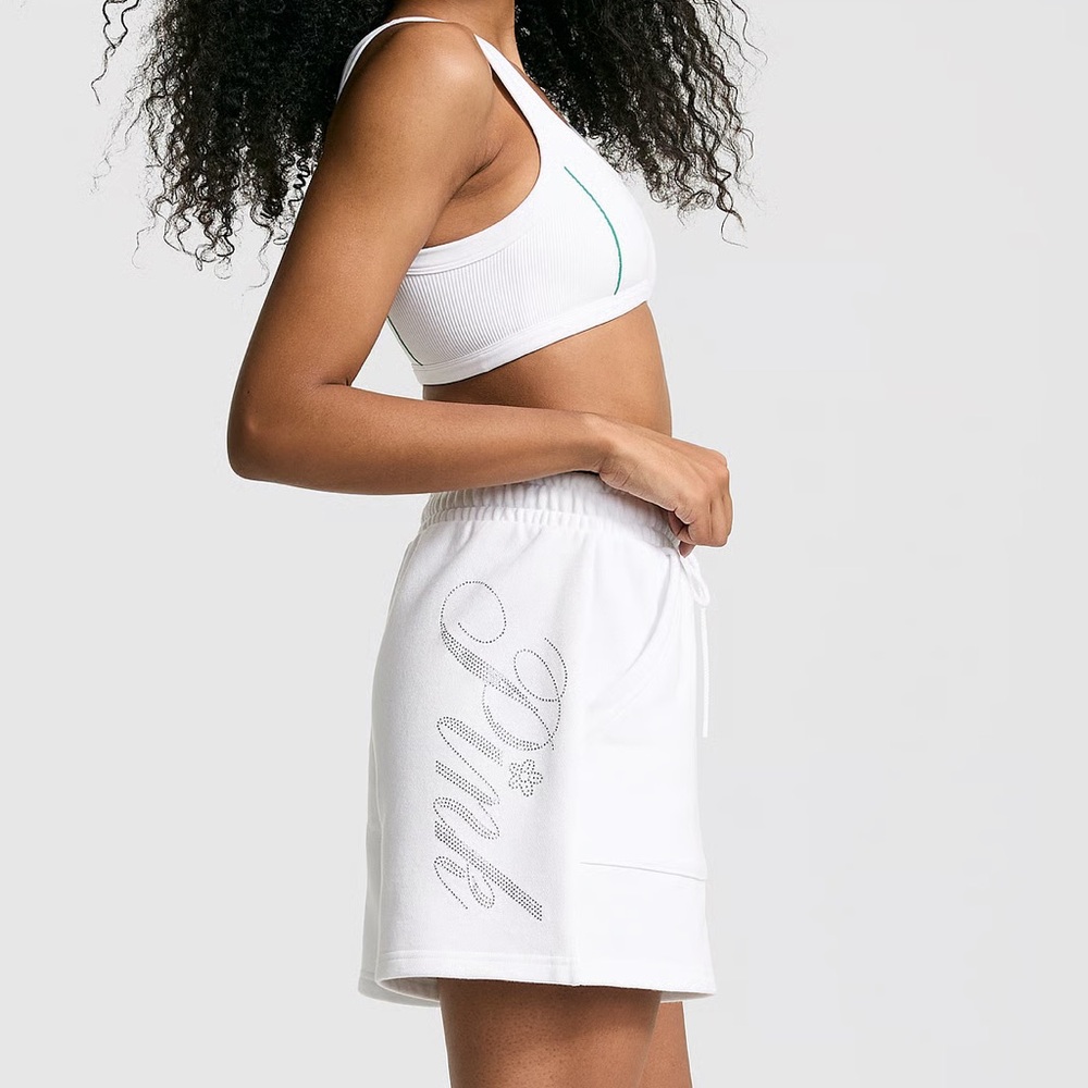 PINK Victoria's Secret CAMPUS FLEECE White Shorts